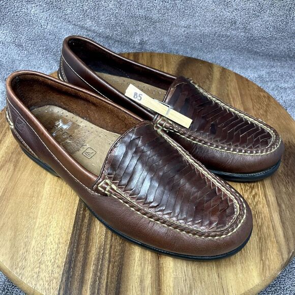 Sperry Top Sider Gold Cup Men's 9 M Brown Woven Loafer Slip On Boat Shoe Loafers - Picture 9 of 9